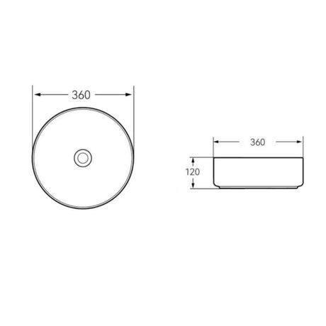 BA360 - 360x360x120mm Gloss White Above Countertop Basin – view 4