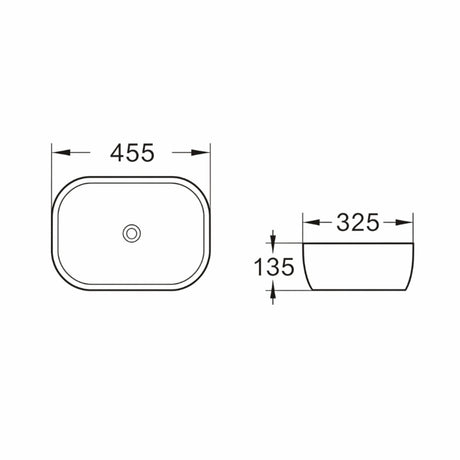 BA455MW - 455x325x135mm Matte White Above Countertop Basin – alternate view