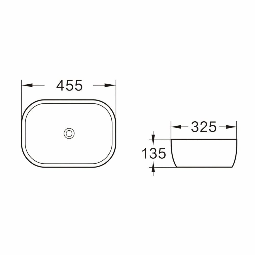 BA455MB - 455x325x135mm Matte Black Above Countertop Basin – alternate view