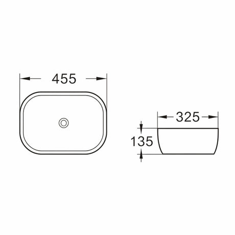 BA455MB - 455x325x135mm Matte Black Above Countertop Basin – alternate view
