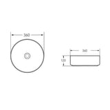 BA360MB - 360x360x120mm Matte Black Above Countertop Basin – alternate view