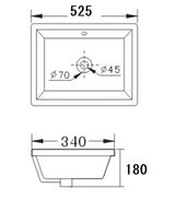 525mm Rectangular Gloss White Undermount Basin - 525x340x180mm