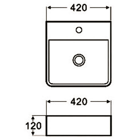 Rosa Wall Hung / Above Counter Basin 420mm – alternate view
