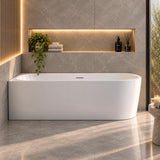 Newport Left Hand Corner Matte White Freestanding Bath Tub - 1500mm