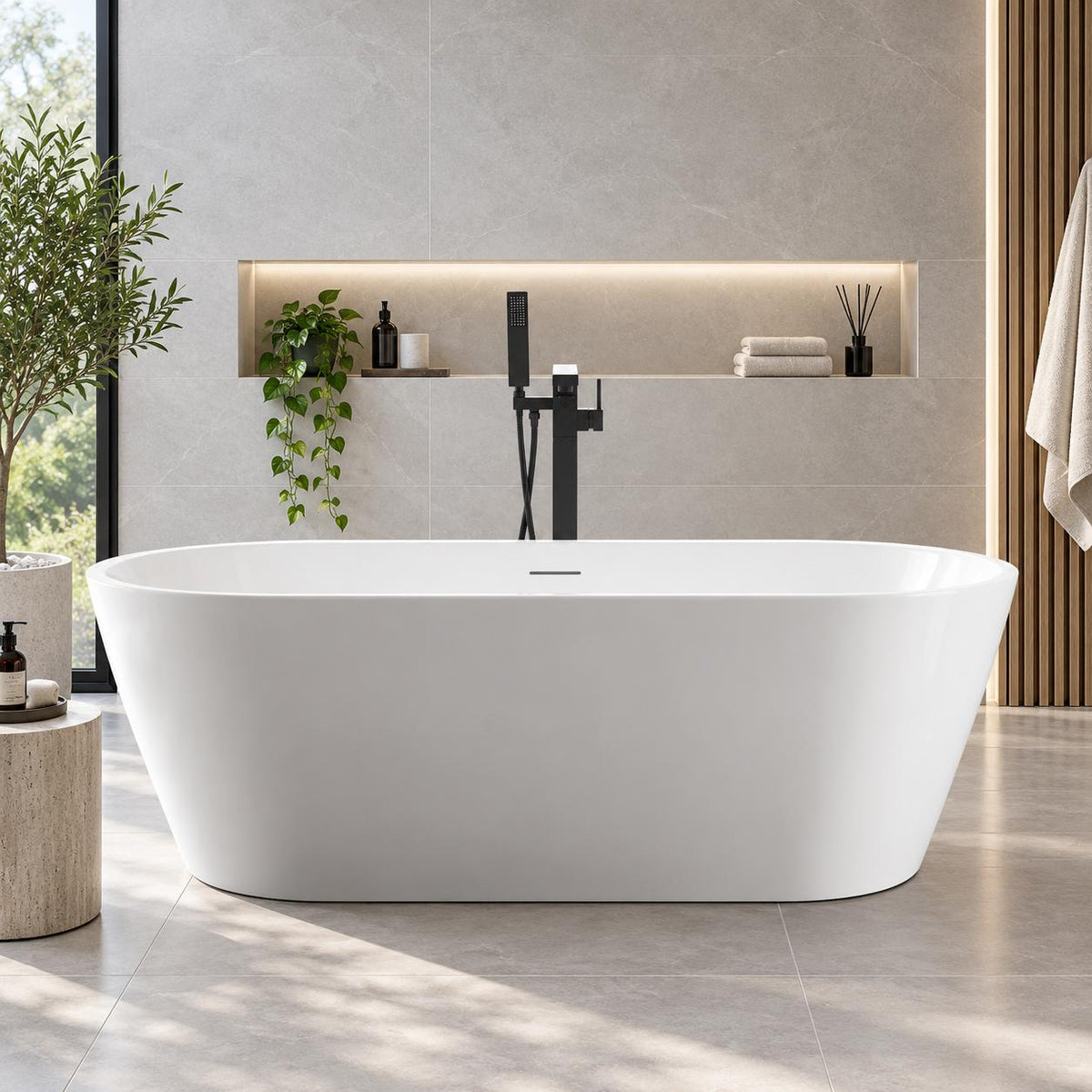 Olinda Oval Gloss White Freestanding Bath Tub - 1500mm