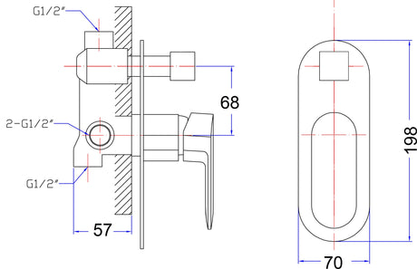 Cora Wall Mixer Diverter – detail view
