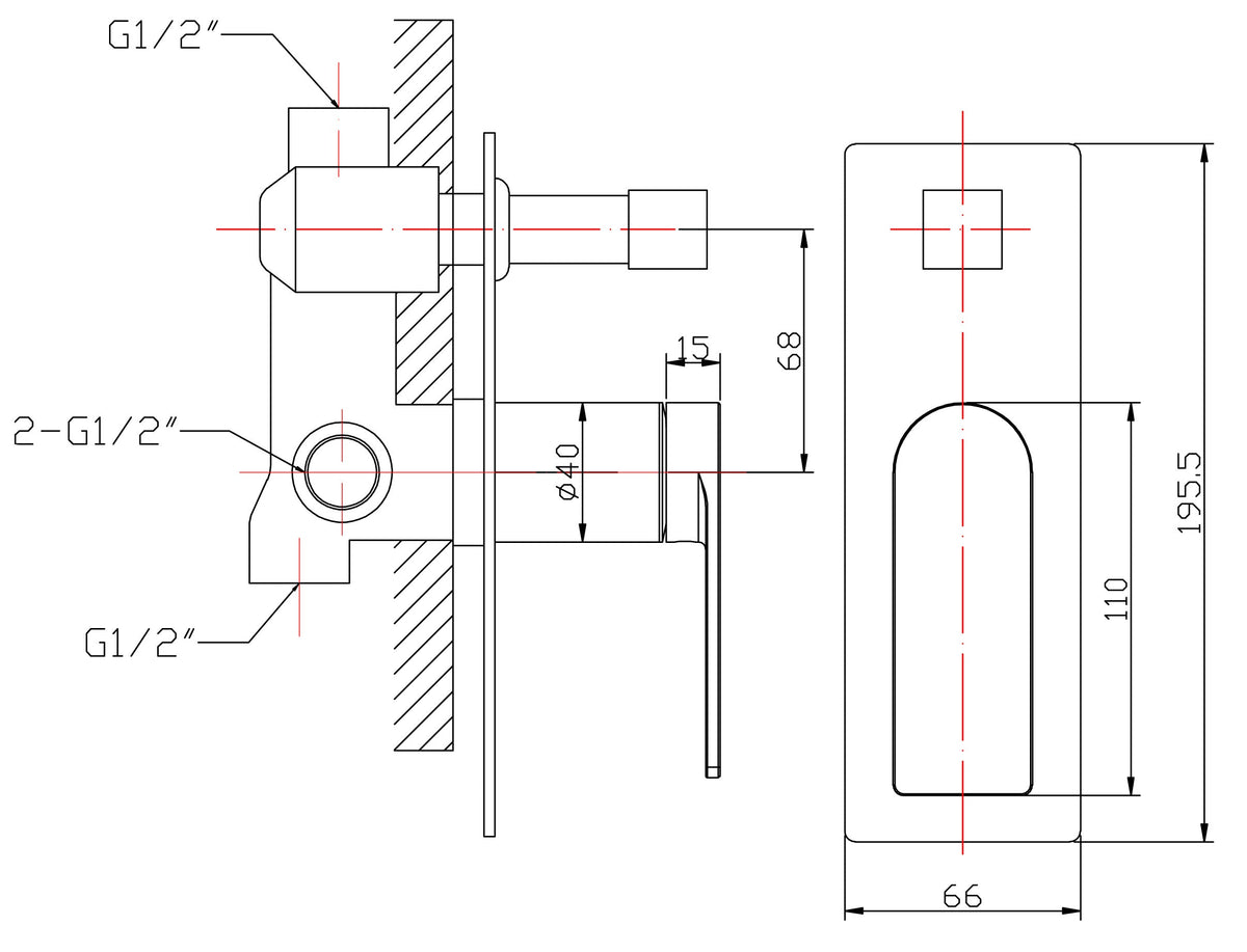 Ruki Wall Mixer Diverter – view 6