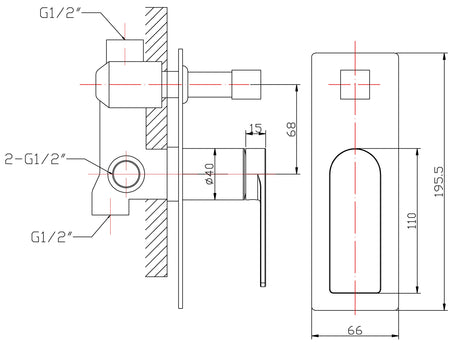 Ruki Wall Mixer Diverter – view 6