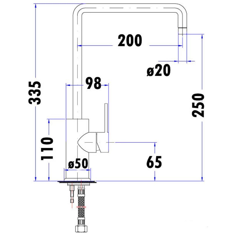 Otus Sink Mixer Squareneck Lead Free – detail view