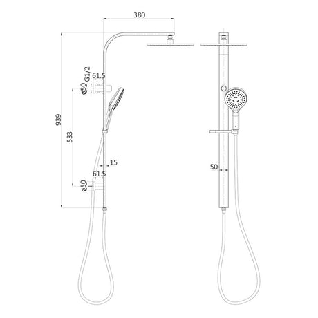 Regal Shower Set Multifunction 250mm – detail view