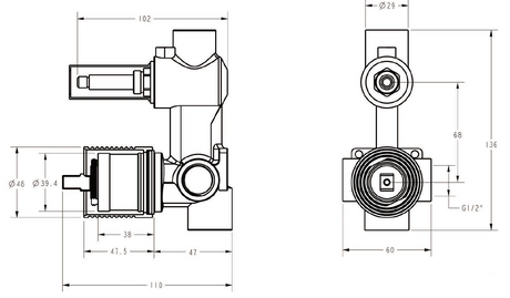 Sora SS Wall Diverter Mixer Rough-In Body – alternate view