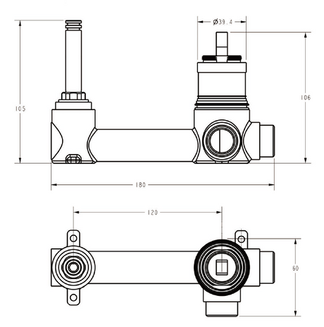 Sora SS Wall Basin Mixer Rough-In Body – alternate view