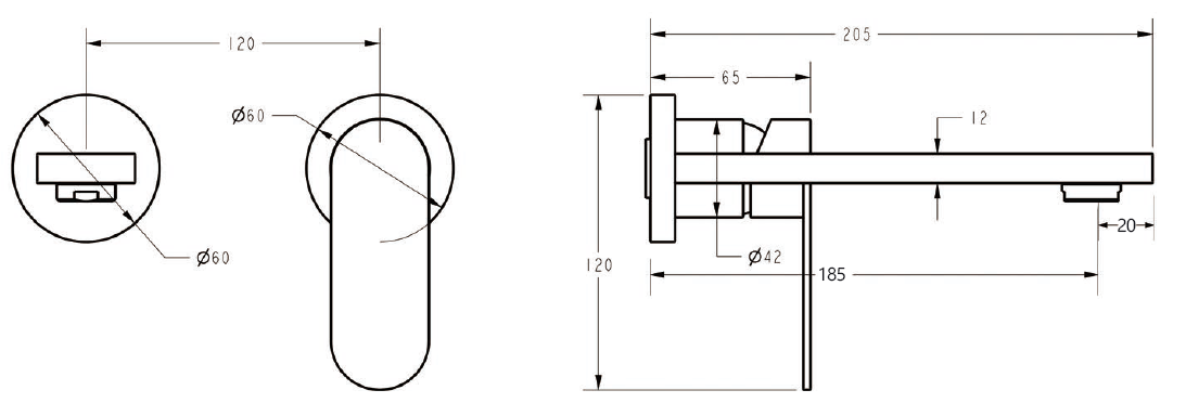 Sora SS Wall Basin Mixer Trim Kits With Separate Back Plate – view 5
