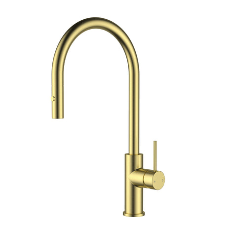 Otus Slimline SS Gooseneck Pull-Out Sink Mixer In Brushed ss304 – detail view