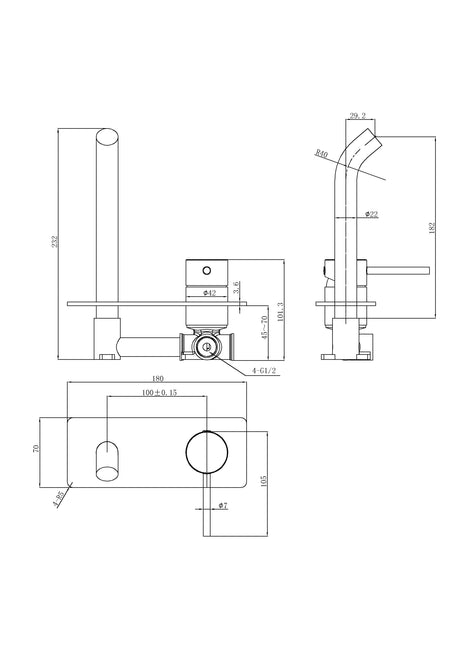 Otus Slimline SS304 Wall Basin Mixer Trim Kit – view 7