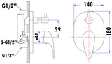 Ruby Wall Mixer Diverter Chrome – alternate view