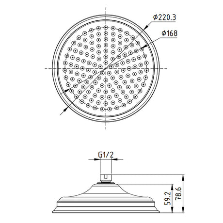 Clasico Shower Head Round 220mm – view 5