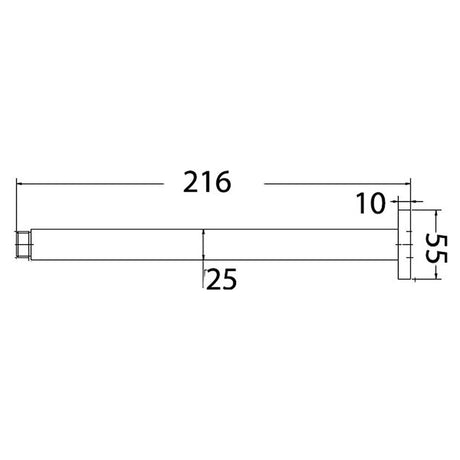 Square Shower Arm Vertical 210mm – alternate view