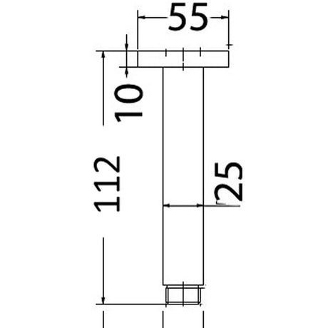 Square Shower Arm Vertical 100mm – alternate view