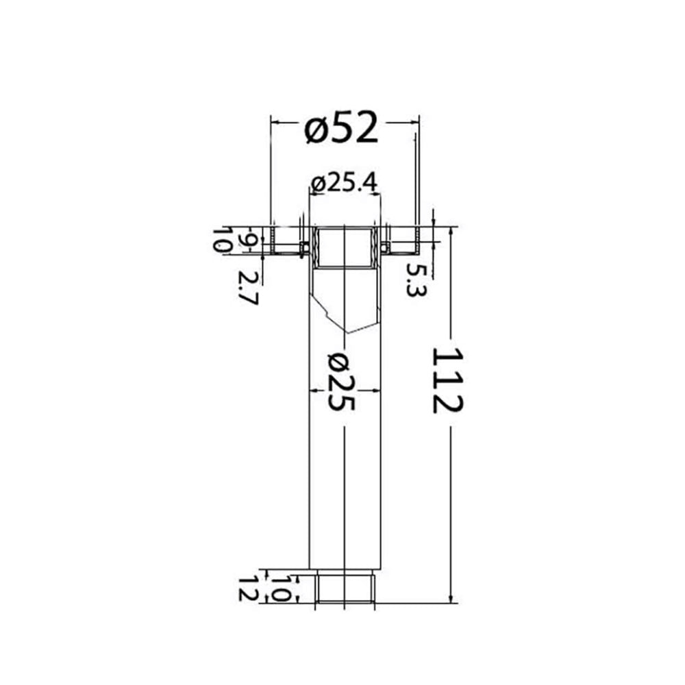 Round Shower Arm Vertical 100mm – alternate view
