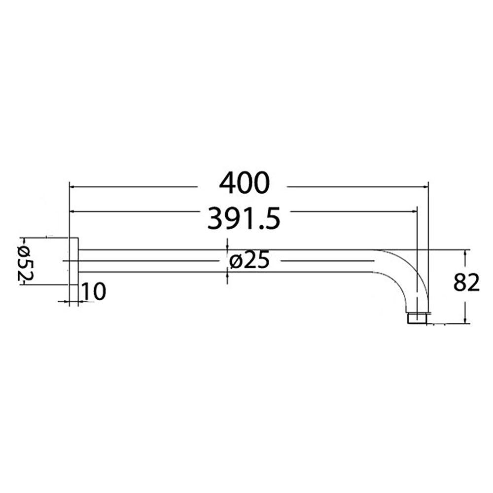 Round Shower Arm Horizontal 400mm - 420x100x35mm – detail view