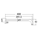 Round Shower Arm Horizontal 400mm - 35x480x100mm – view 5