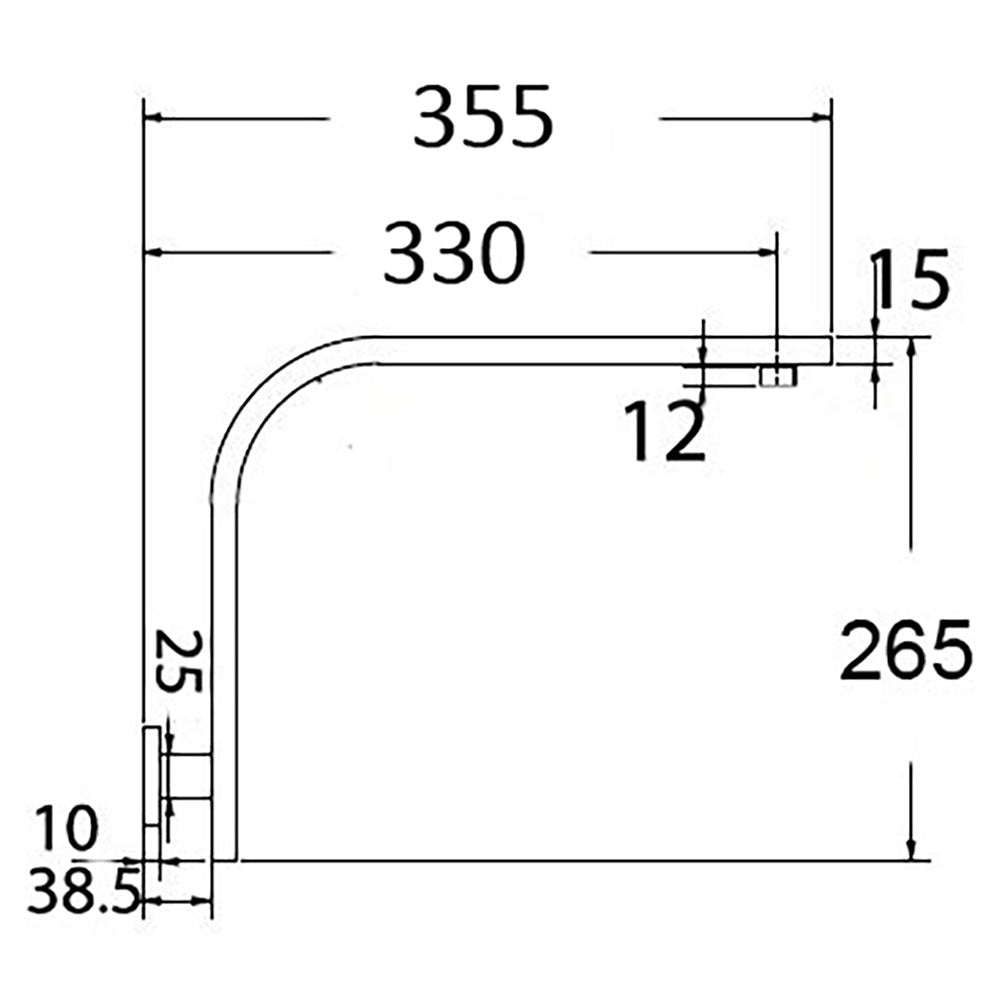 Square Shower Arm High Rise – detail view