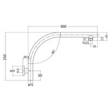 Round Shower Arm Horizontal 400mm - 38x480x180mm – alternate view