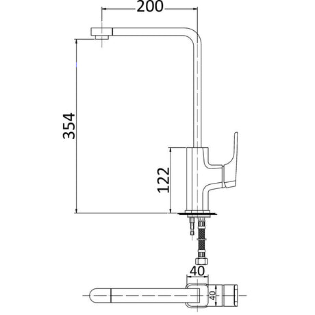 Eden Round Cornered Rectangle Handle Sink Mixer Lead Free – view 4