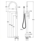 Linsol Nure Freestanding Bath Mixer with Hand Shower