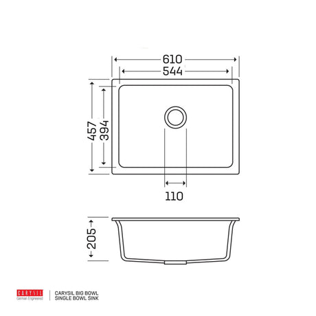 Carysil Big Bowl - 610 x 457 x 205mm