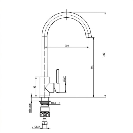 Amoza Progo Project Gooseneck Sink Mixer