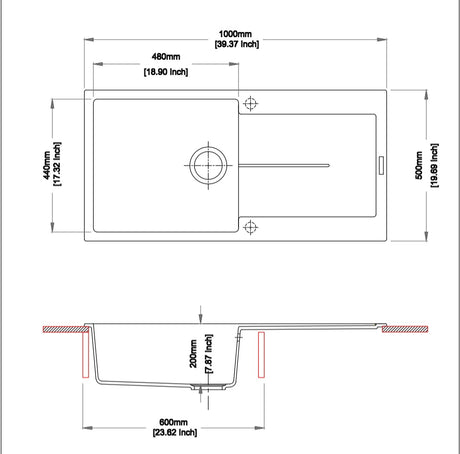 Carysil Enigma D100L - 1000 x 500 x 200mm