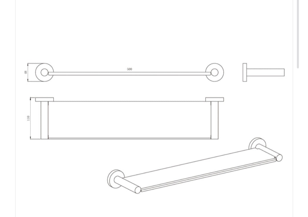 Amoza Shower Shelf Stainless Steel - 500mm