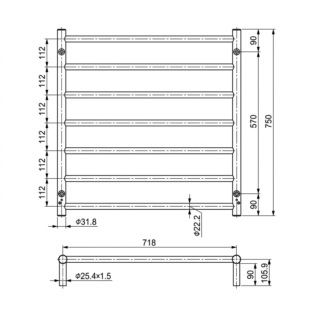 Linsol Allegra 7 Bar Heated Towel Rail
