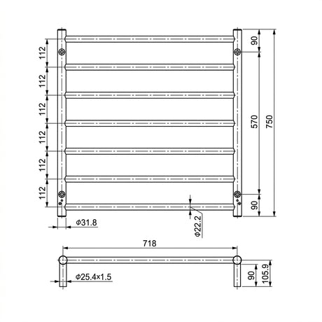 Linsol Allegra 7 Bar Heated Towel Rail