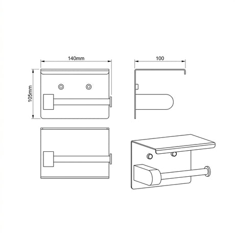 Amoza Toilet Roll Holder With Shelf