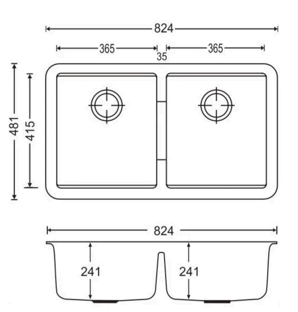Carysil Nera Undermount - 824 x 481 x 241mm