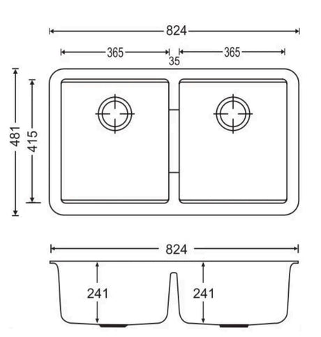 Carysil Nera Undermount - 824 x 481 x 241mm