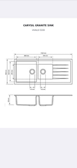 Carysil Vivaldi D200 - 1160 x 500 x 205mm