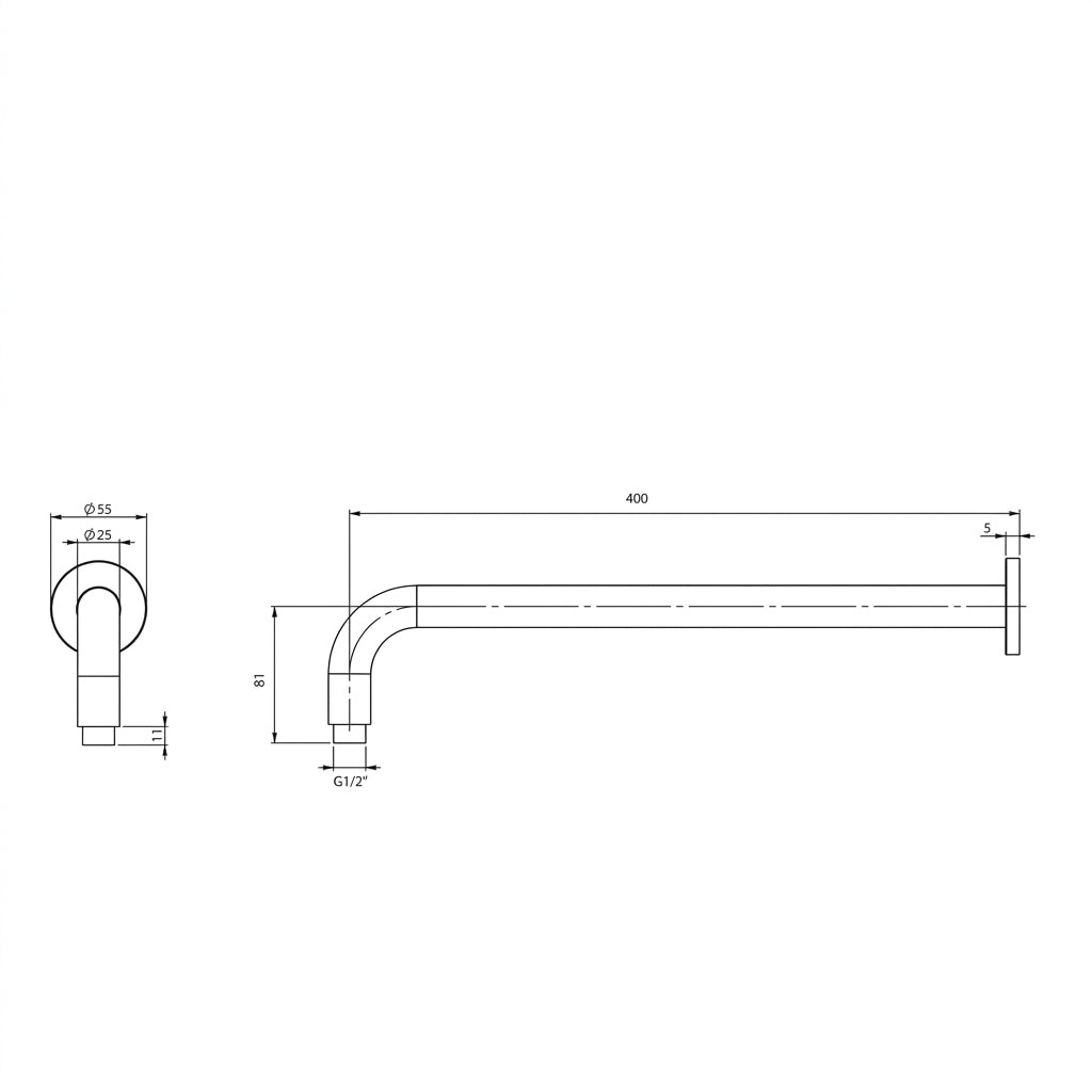 Linsol Sophia Round Horizontal Wall Arm 400mm