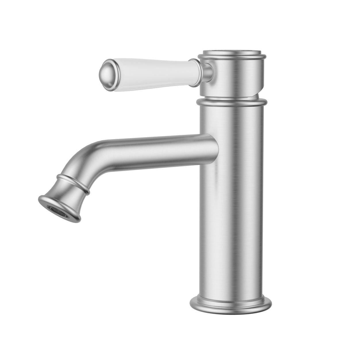Vintage Brushed Nickel With Ceramic White Handle Bathroom Package – Complete Shower, Toilet & Accessory Set