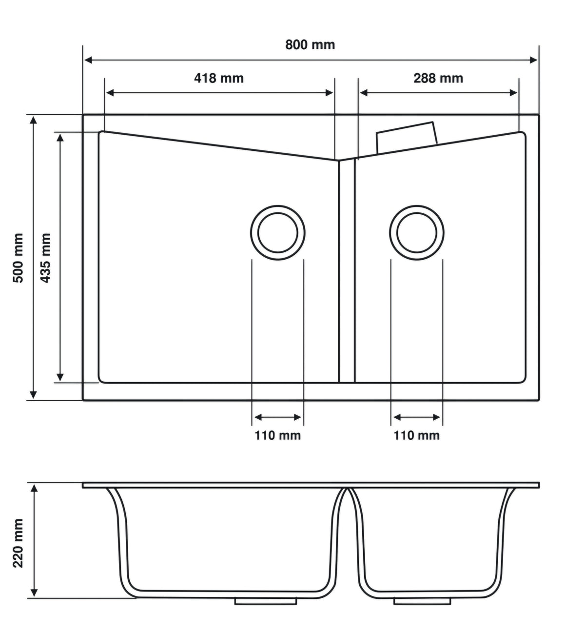 Carysil CDGB3220 Double Bowl Sink