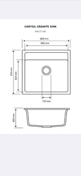 Carysil Waltz 560 - 560 x 510 x 200mm