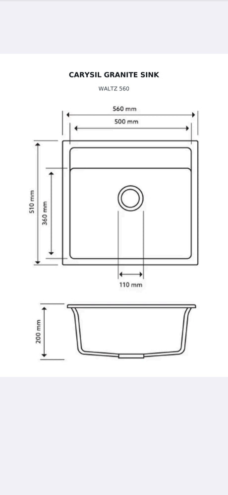 Carysil Waltz 560 - 560 x 510 x 200mm