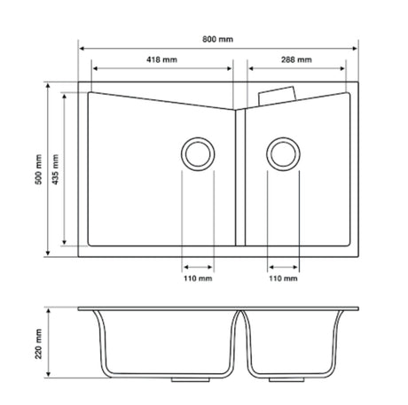 Carysil CGDB 3220 - 800 x 500 x 220mm
