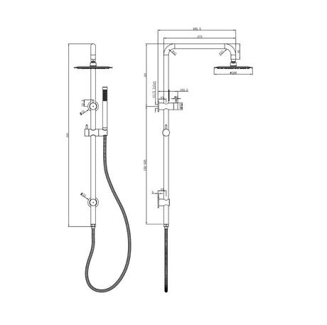 Linsol Sofia Shower Combination 200mm - Microphone Slim Handshower