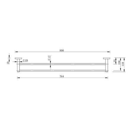 Linsol Lux S2 800mm Double Towel Rail