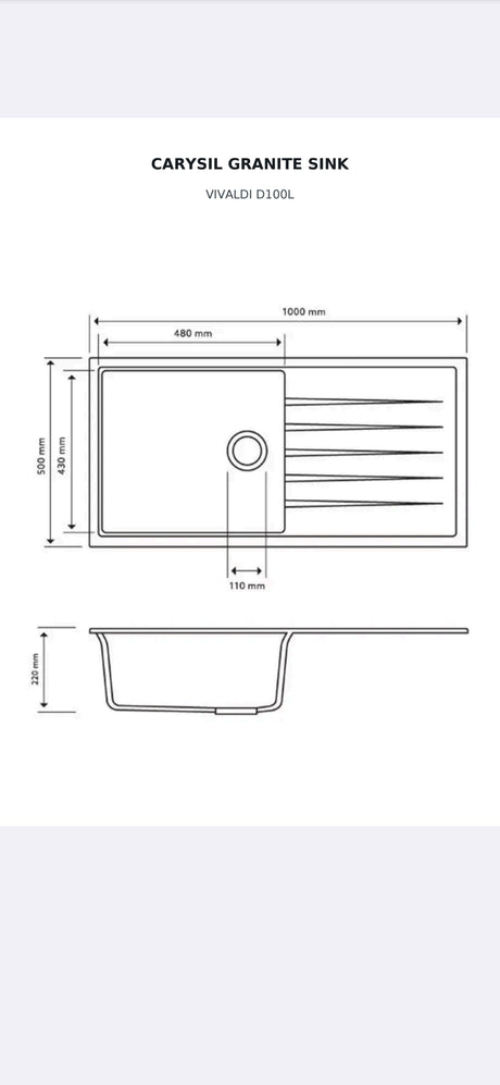 Vivaldi D100L - 1000 x 500 x 220mm