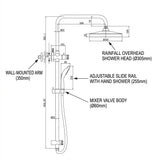 Amoza Premium Twin Shower on Full Rail 5 Function - 300mm Head